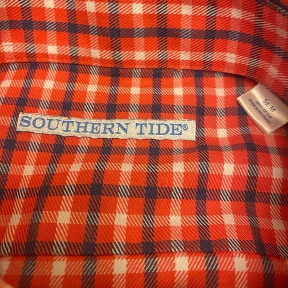 Southern Tide Red, White, Gray Plaid Long Sleeve Button Down Shirt Sz M - Picture 10 of 13